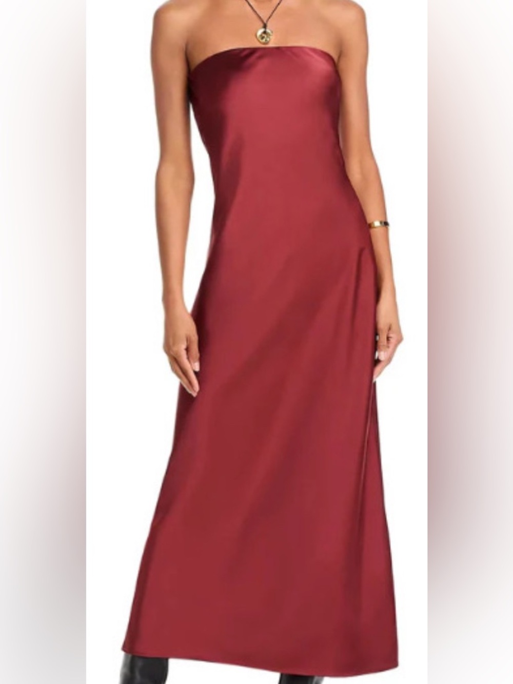 Steve Madden: Strapless Satin Jessamine Dress/Spiced Apple/from Revolve: M - Picture 1 of 6